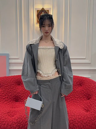 L’AFSHAR - IDA GREY CROC WITH LUCITE GREY CHAIN