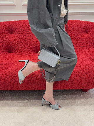 L’AFSHAR - IDA GREY CROC WITH LUCITE GREY CHAIN