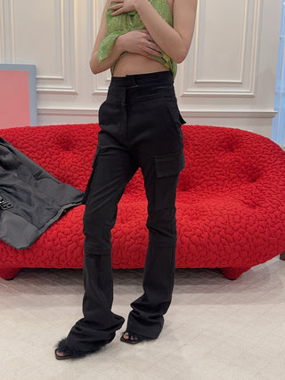 ANDREADAMO - FLARE PANTS WITH STRAPS / BLACK