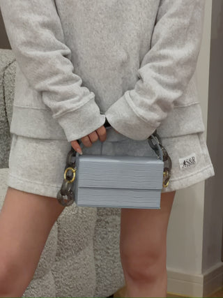 L’AFSHAR - IDA GREY CROC WITH LUCITE GREY CHAIN