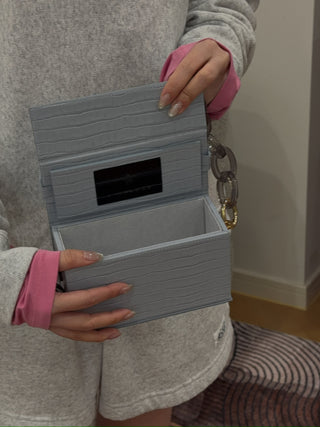 L’AFSHAR - IDA GREY CROC WITH LUCITE GREY CHAIN