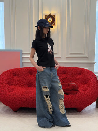 ABRA - Anime Girl T-shirt in Black