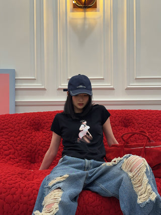 ABRA - Anime Girl T-shirt in Black