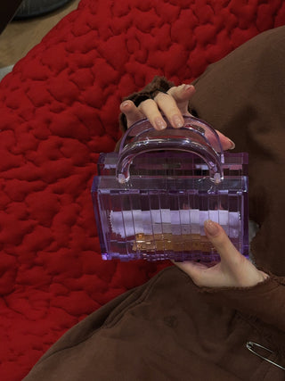 L’AFSHAR - LUCITE PURPLE PAGODA / GOLD PLATED HARDWARE