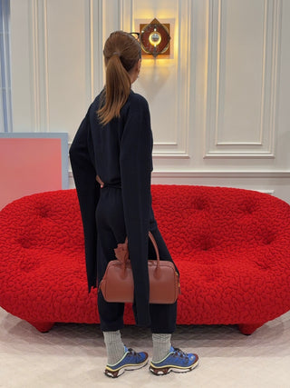 COPERNI - Knotted Sleeved Polo Top in Navy