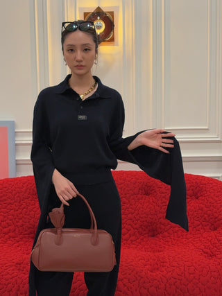 COPERNI - Knotted Sleeved Polo Top in Navy