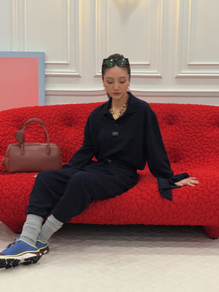 COPERNI - Knotted Sleeved Polo Top in Navy