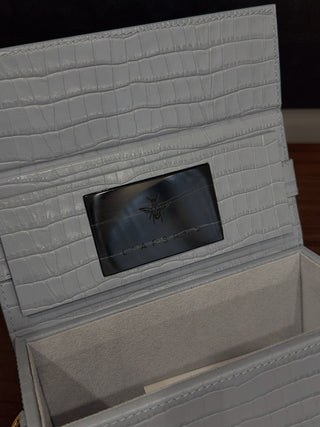 L’AFSHAR - IDA GREY CROC WITH LUCITE GREY CHAIN