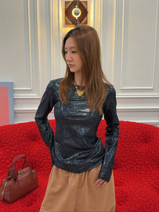 SAKS POTTS - SAYA BLOUSE / BLACK SHIMMER