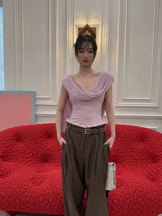 MAGDA BUTRYM - Draped Jersey Bodysuit in Pink