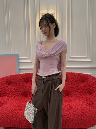 MAGDA BUTRYM - Draped Jersey Bodysuit in Pink