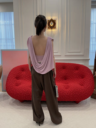 MAGDA BUTRYM - Draped Jersey Bodysuit in Pink