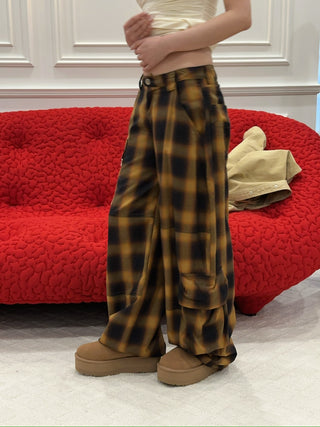 COLLINA STRADA BROWN CHECK LAWN CARGO PANT