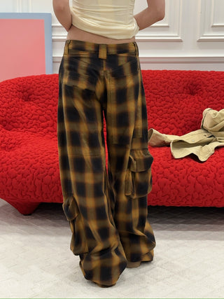 COLLINA STRADA BROWN CHECK LAWN CARGO PANT