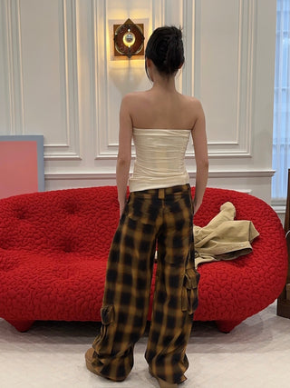 MM6 MAISON MARGIELA - Ruched Tulle Tube Top in Ivory