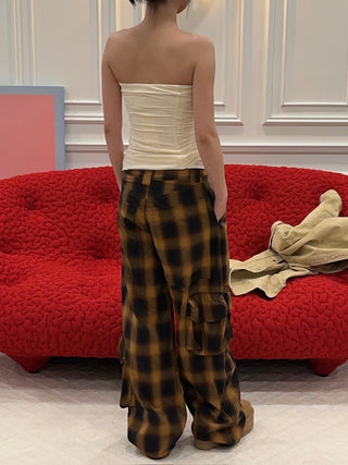 MM6 MAISON MARGIELA - Ruched Tulle Tube Top in Ivory