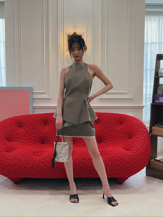 MAGDA BUTRYM - Asymmetric Sleeveless Wool Top in Beige