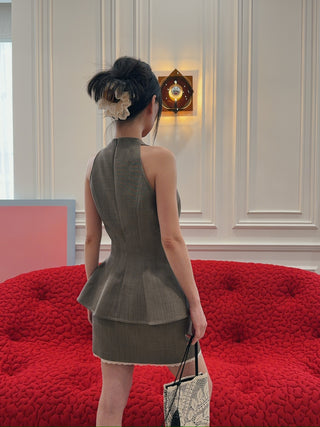 MAGDA BUTRYM - Asymmetric Sleeveless Wool Top in Beige