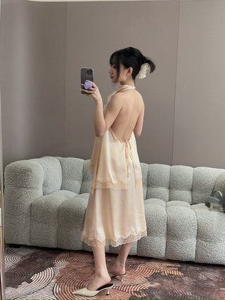 MAGDA BUTRYM - Silk Lace-trim Slip Skirt in Peach