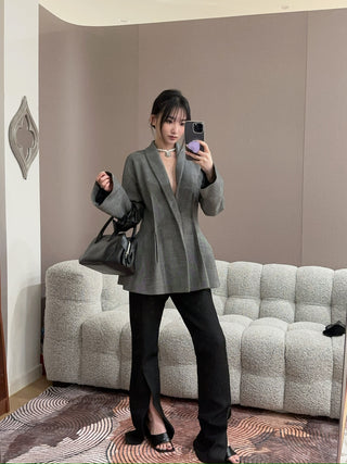 MAGDA BUTRYM - Draped Wool Blazer in Grey