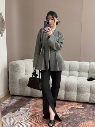 MAGDA BUTRYM - Draped Wool Blazer in Grey