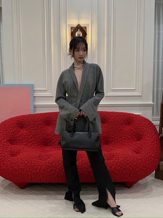 MAGDA BUTRYM - Draped Wool Blazer in Grey