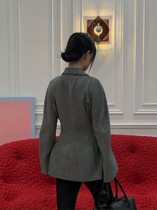 MAGDA BUTRYM - Draped Wool Blazer in Grey