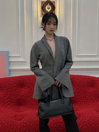 MAGDA BUTRYM - Draped Wool Blazer in Grey