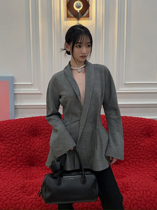 MAGDA BUTRYM - Draped Wool Blazer in Grey