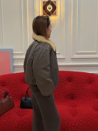 STAND STUDIO - Faux-Leather Bomber Jacket in Taupe