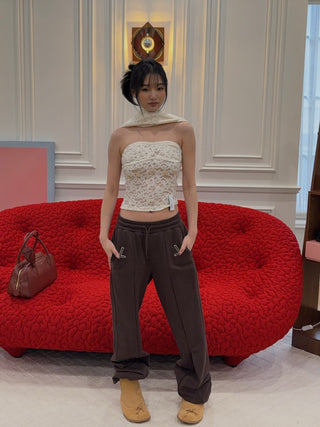 ROKH - Off Shoulder Multi Buttons Laced Top in Ivory