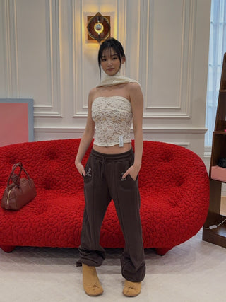 ROKH - Off Shoulder Multi Buttons Laced Top in Ivory