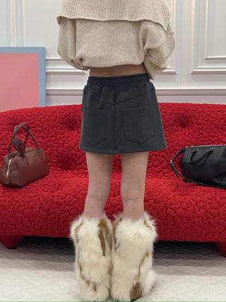 BONBOM - Tucked Skirt in Charcoal