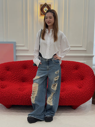 BONBOM - Corset-line Shirt in White