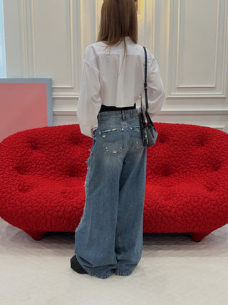 BONBOM - Corset-line Shirt in White