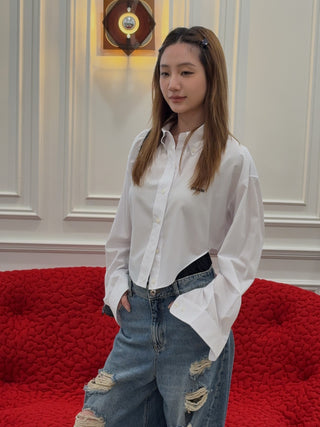 BONBOM - Corset-line Shirt in White