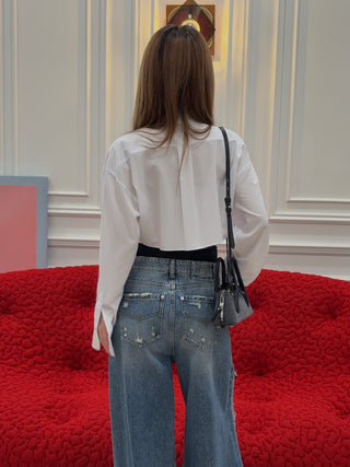 BONBOM - Corset-line Shirt in White