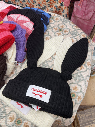 LOVERBOY - CHUNKY RABBIT BEANIE in Black
