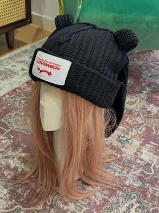 LOVERBOY - CHUNKY RABBIT BEANIE in Black