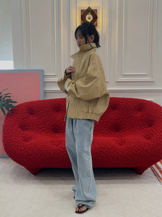 ABRA - Leather Bomber in Butter