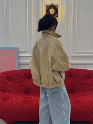 ABRA - Leather Bomber in Butter