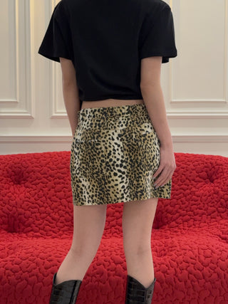 BLUMARINE - Printed Skirt in Black & Cognac
