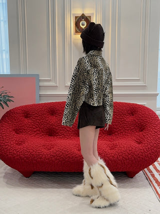 BLUMARINE - Printed Jacket in Black & Cognac