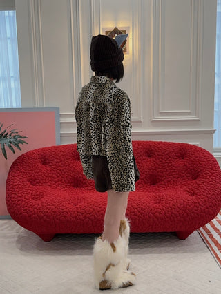 BLUMARINE - Printed Jacket in Black & Cognac