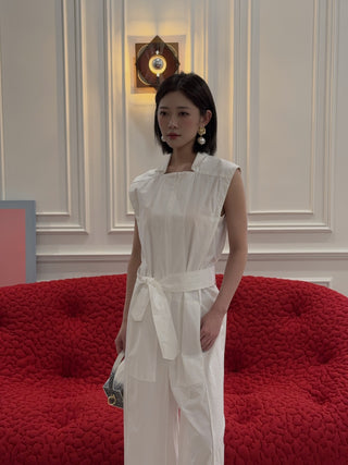 BEVZA - Square Jumpsuit in White