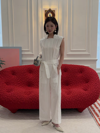 BEVZA - Square Jumpsuit in White