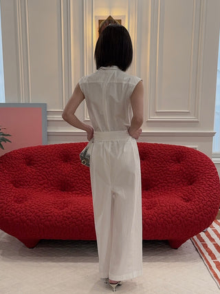 BEVZA - Square Jumpsuit in White