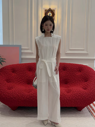 BEVZA - Square Jumpsuit in White