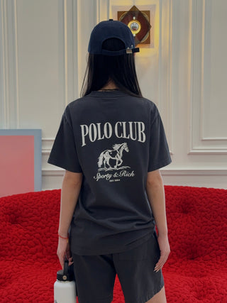 SPORTY & RICH - Stallion T-Shirt in Faded Black