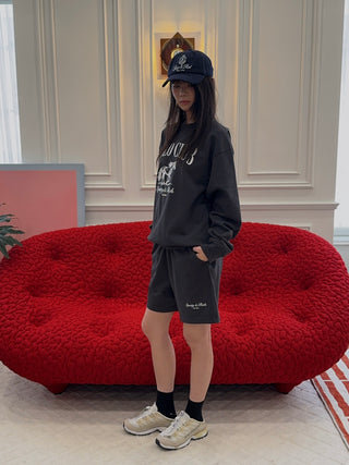 SPORTY & RICH - Stallion Crewneck in Faded Black